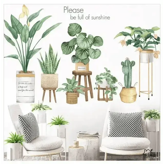 Fresh Greenery Potted Plants Wallpaper Stickers for Natural Decor - Easy do Wall do