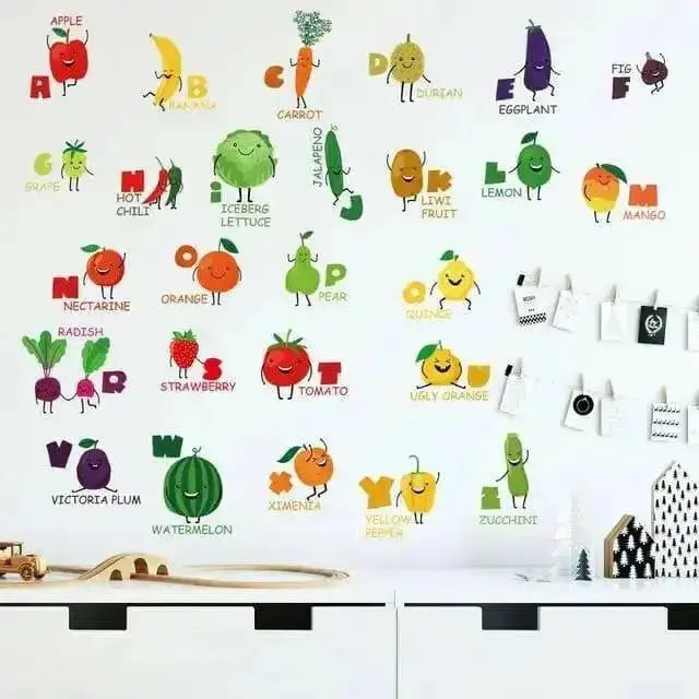 Fruits & Vegetables Alphabet Wall Stickers - Fun Educational Decor - Easy do Wall do