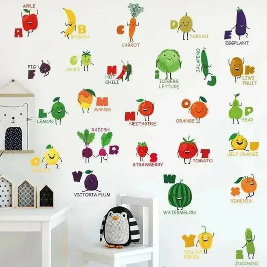 Fruits & Vegetables Alphabet Wall Stickers - Fun Educational Decor - Easy do Wall do