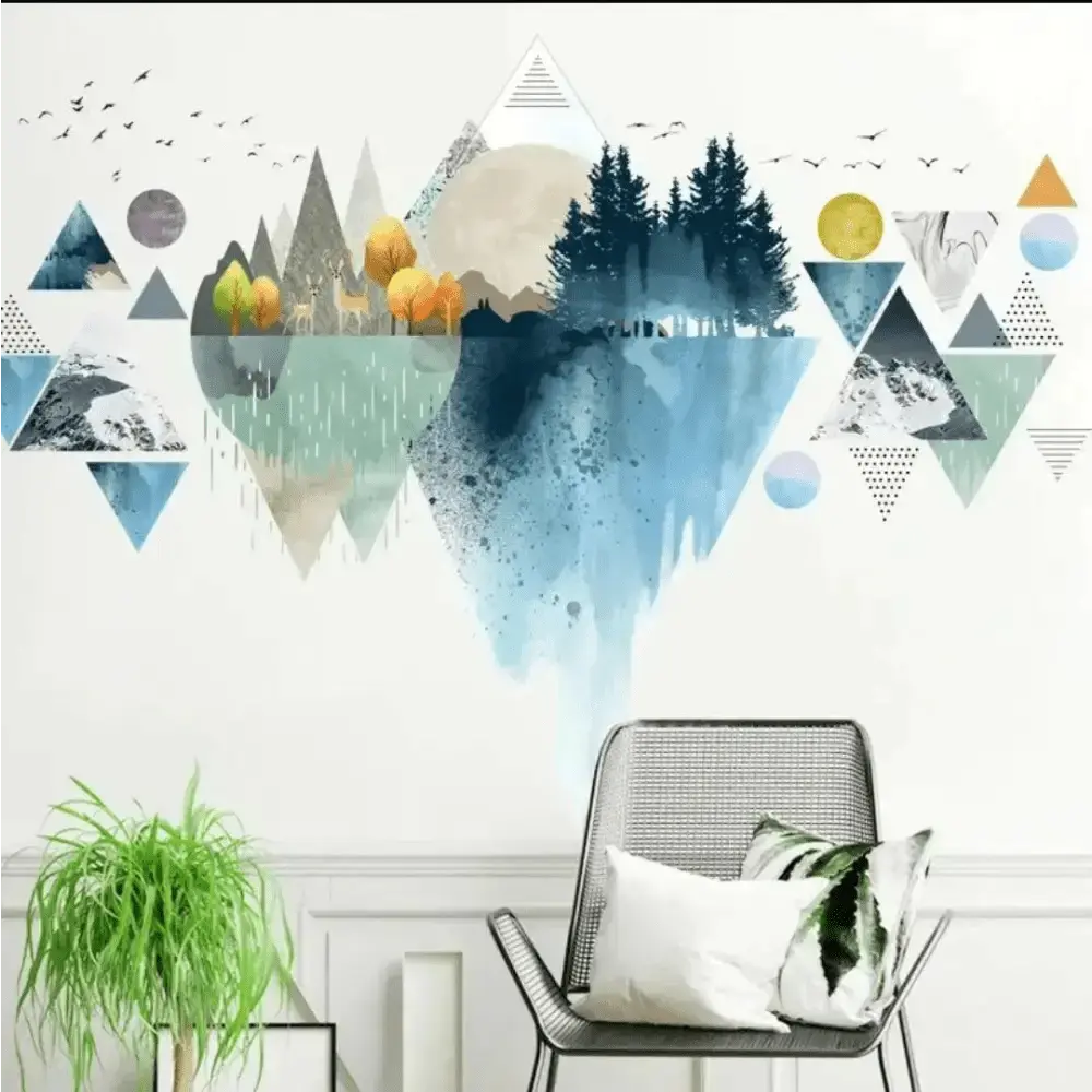 Geometric Mountain Landscape Wall Mural for Modern Spaces - Easy do Wall do