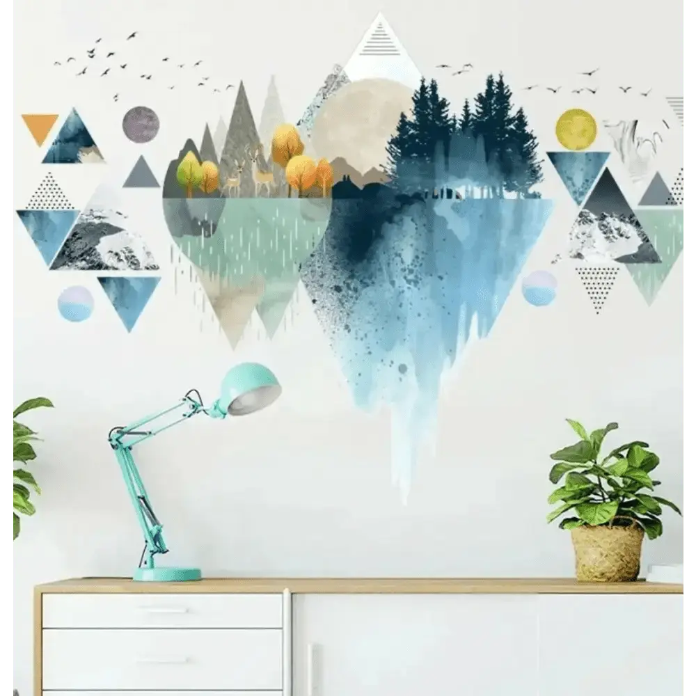 Geometric Mountain Landscape Wall Mural for Modern Spaces - Easy do Wall do