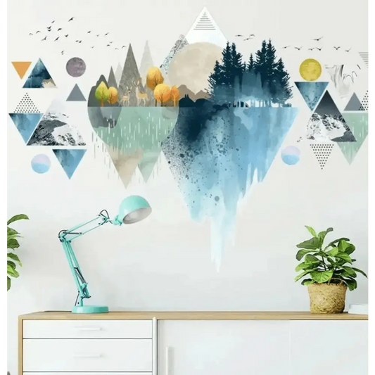 Geometric Mountain Landscape Wall Mural for Modern Spaces - Easy do Wall do