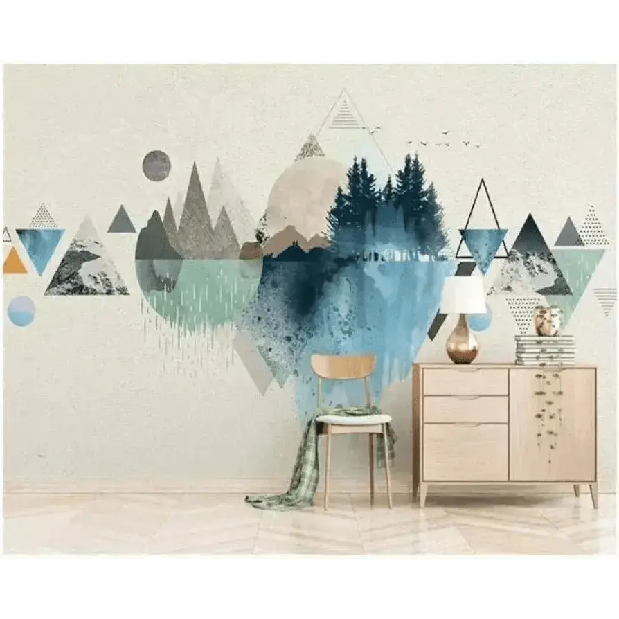 Geometric Mountain Landscape Wall Mural for Modern Spaces - Easy do Wall do
