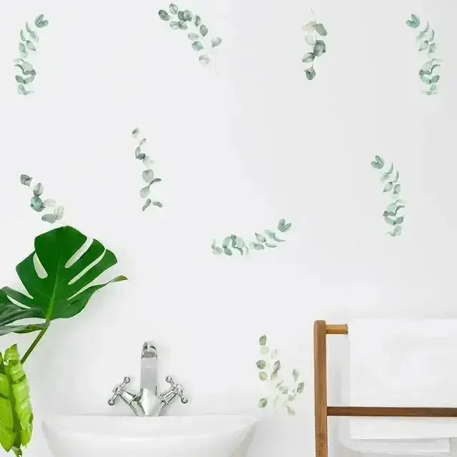 Green Leaf Wall Sticker Set - Pack of 6 Sheets (14 Pieces Total) - Easy do Wall do