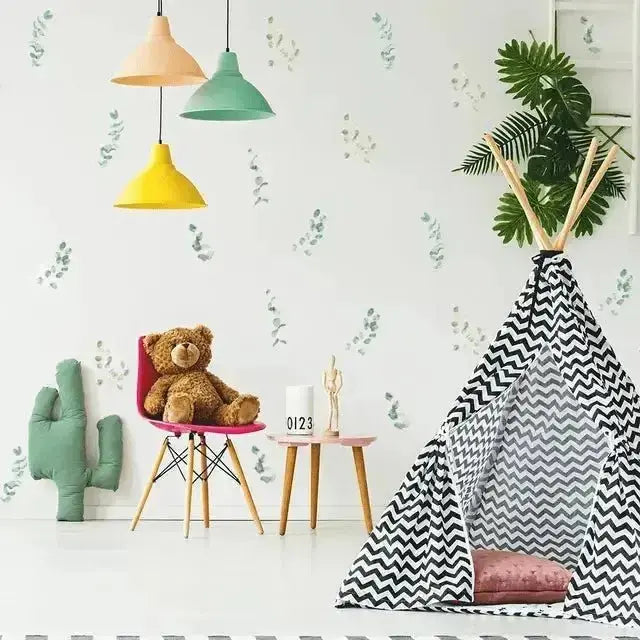 Green Leaf Wall Sticker Set - Pack of 6 Sheets (14 Pieces Total) - Easy do Wall do