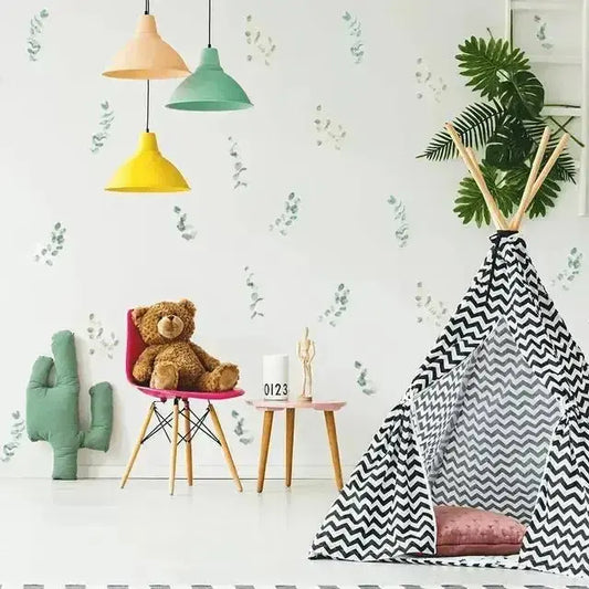 Green Leaf Wall Sticker Set - Pack of 6 Sheets (14 Pieces Total) - Easy do Wall do