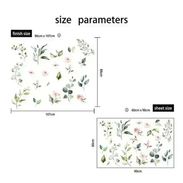 Green Leaves & Pink Flowers Wall Stickers for Elegant Interiors - Easy do Wall do