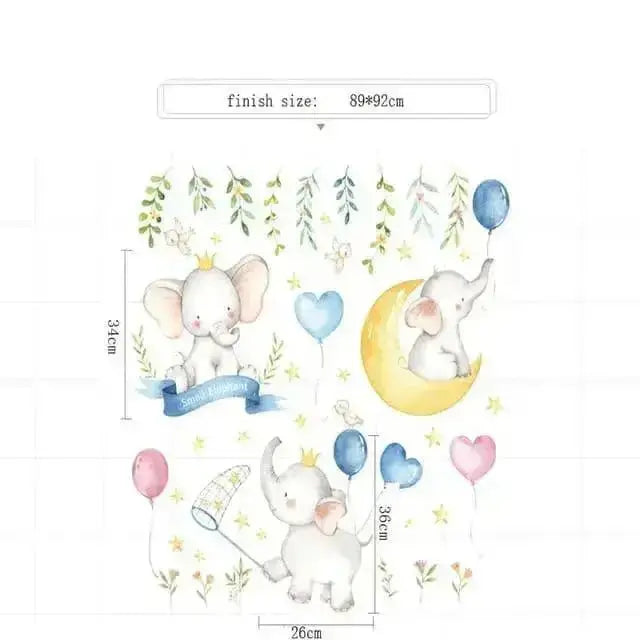 Happy Elephant Wallpaper Stickers for Cheerful Home Decor - Easy do Wall do