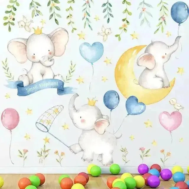 Happy Elephant Wallpaper Stickers for Cheerful Home Decor - Easy do Wall do