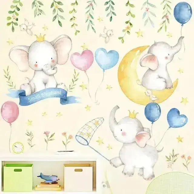 Happy Elephant Wallpaper Stickers for Cheerful Home Decor - Easy do Wall do