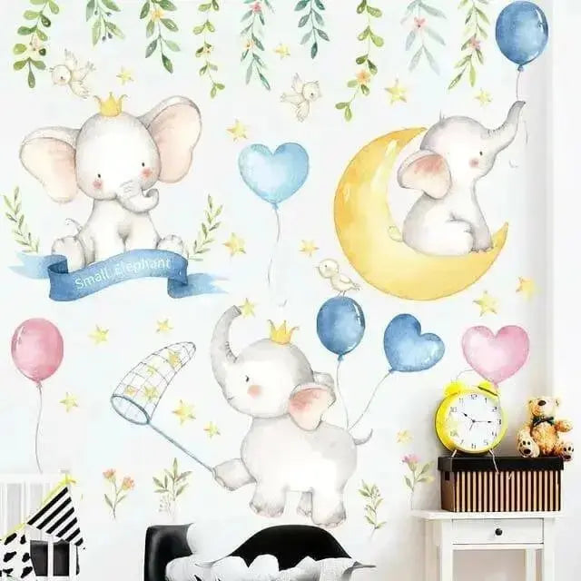 Happy Elephant Wallpaper Stickers for Cheerful Home Decor - Easy do Wall do