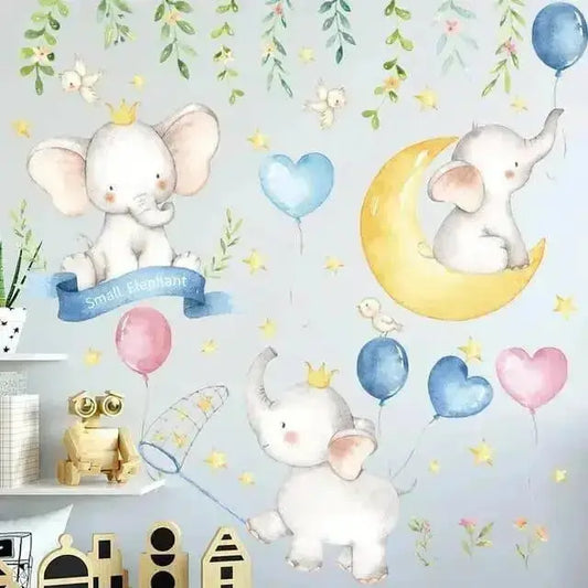 Happy Elephant Wallpaper Stickers for Cheerful Home Decor - Easy do Wall do