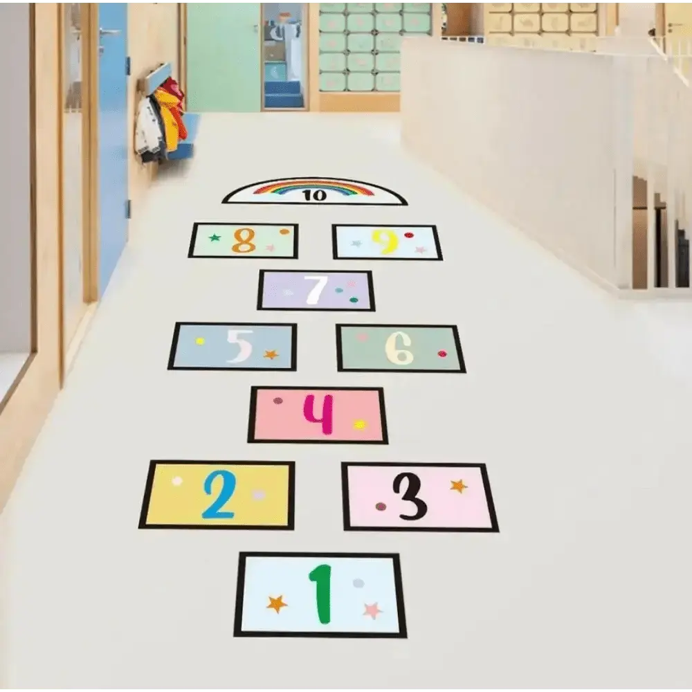 Hopscotch Rainbow Wall Stickers - Fun and Interactive Floor Decor - Easy do Wall do