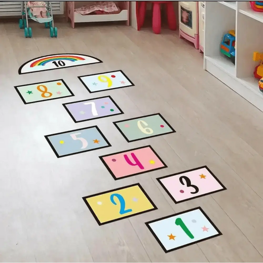 Hopscotch Rainbow Wall Stickers - Fun and Interactive Floor Decor - Easy do Wall do