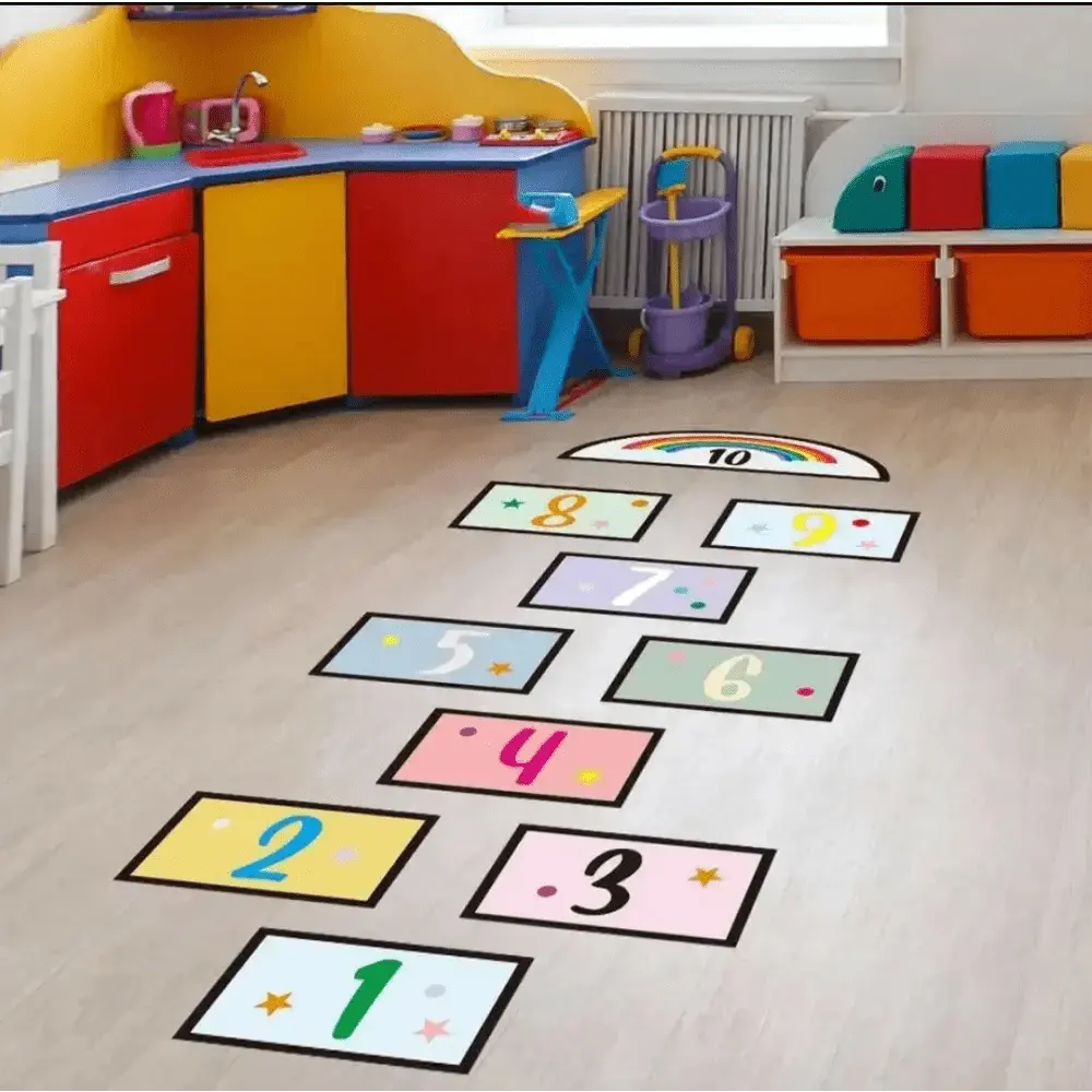 Hopscotch Rainbow Wall Stickers - Fun and Interactive Floor Decor - Easy do Wall do