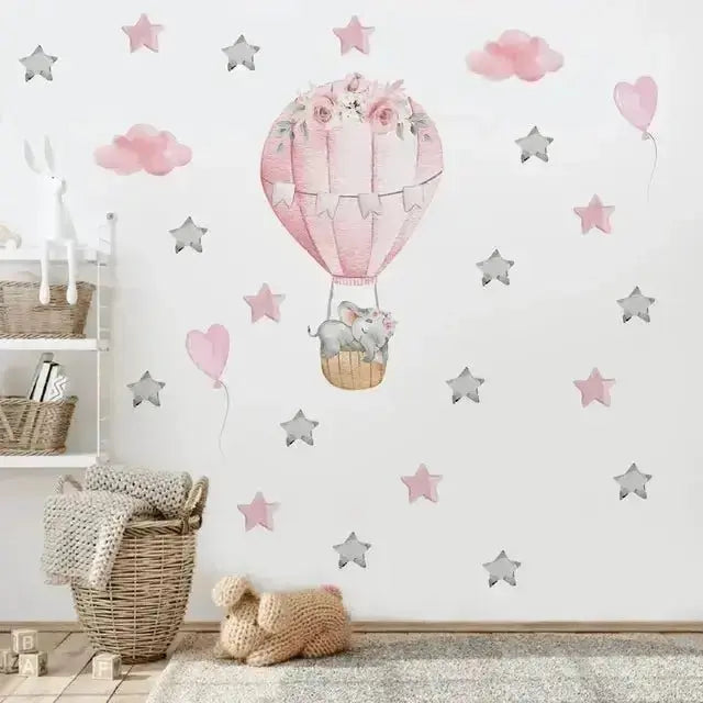 Hot Air Balloon Nursery Wall Stickers - Dreamy and Whimsical Decor - Easy do Wall do