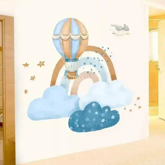 Hot Air Balloon Rainbow Wall Stickers - Whimsical Kids' Room Deco - Easy do Wall do
