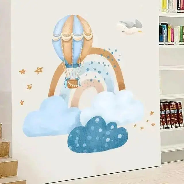 Hot Air Balloon Rainbow Wall Stickers - Whimsical Kids' Room Deco - Easy do Wall do