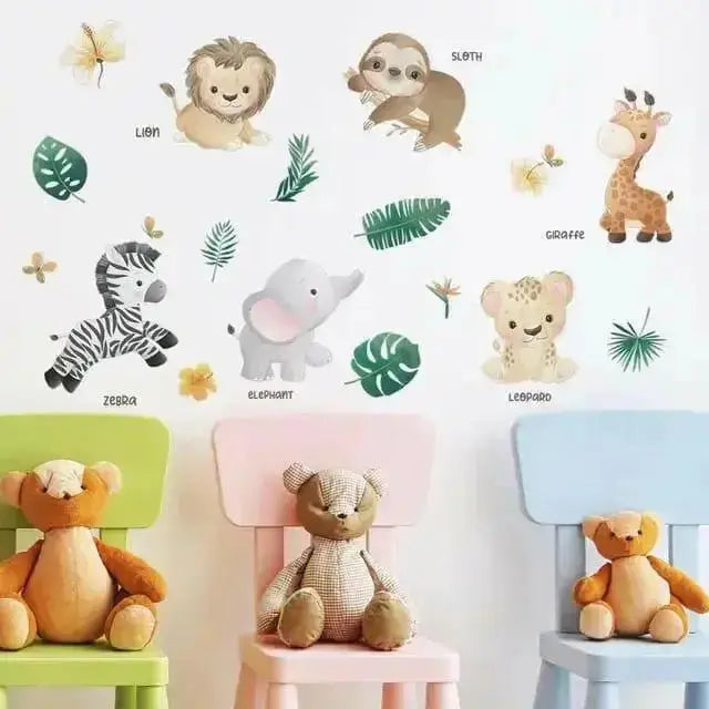 Jungle Animals Wall Stickers for Kids - Playful Room Decor - Easy do Wall do