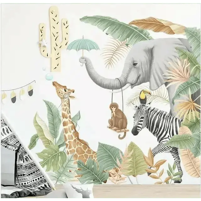 Large Nordic Jungle Animal wallpaper Stickers - Stylish Room Decor - Easy do Wall do