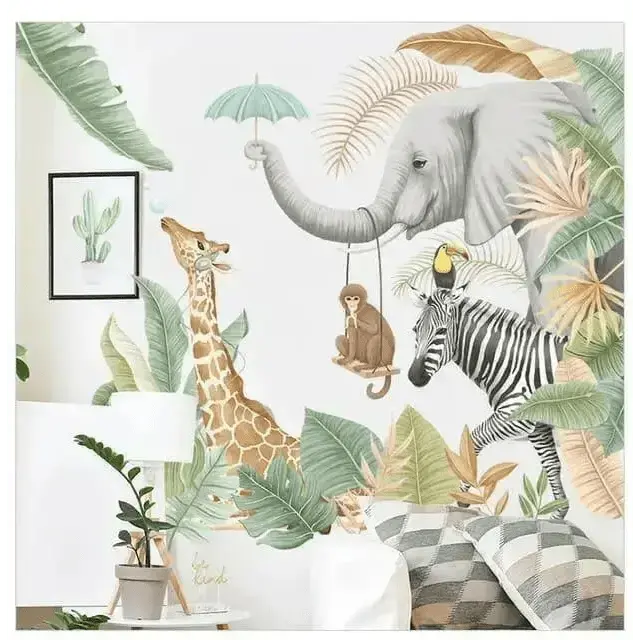 Large Nordic Jungle Animal wallpaper Stickers - Stylish Room Decor - Easy do Wall do