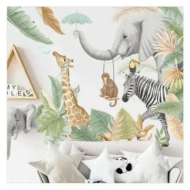 Large Nordic Jungle Animal wallpaper Stickers - Stylish Room Decor - Easy do Wall do