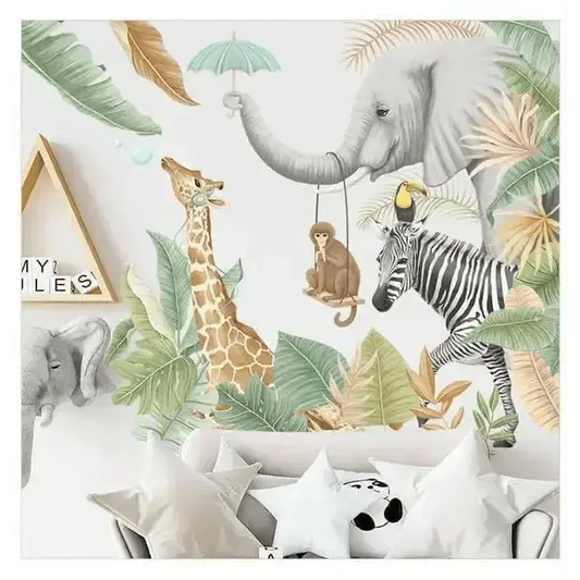 Large Nordic Jungle Animal wallpaper Stickers - Stylish Room Decor - Easy do Wall do