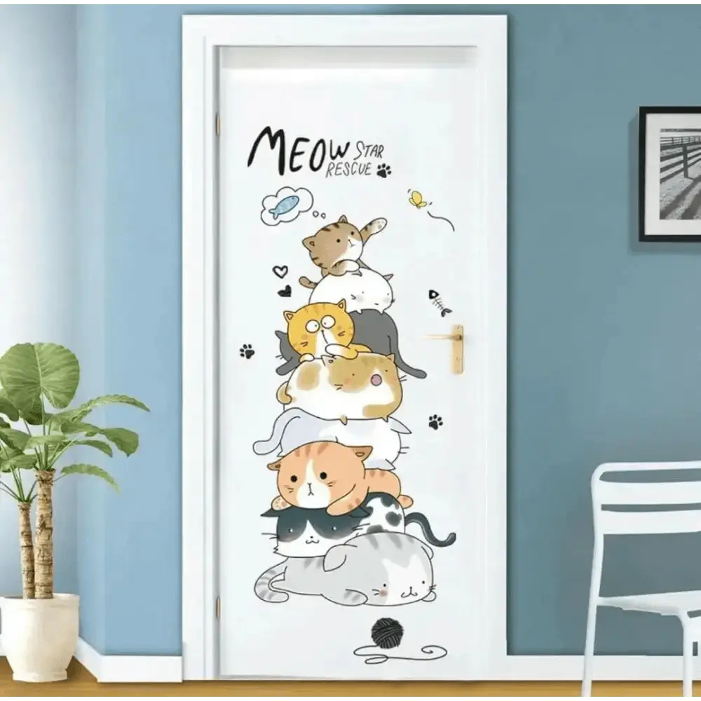 layful Kitty Stack Wallpaper Stickers for Kids - Easy do Wall do