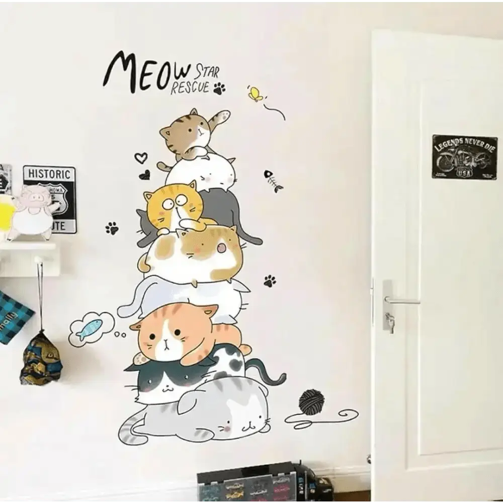 layful Kitty Stack Wallpaper Stickers for Kids - Easy do Wall do