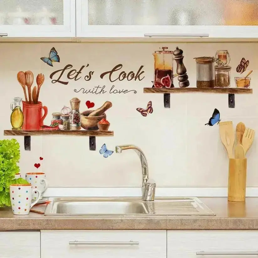 Let's Cook Kitchen Wall Stickers - Cozy and Creative Decor - Easy do Wall do
