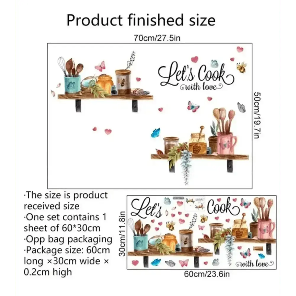 Let's Cook Kitchen Wall Stickers - Cozy and Creative Decor - Easy do Wall do