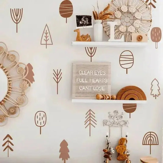 Modern Tree Wall Stickers - Brown Minimalist Room Decor - Easy do Wall do