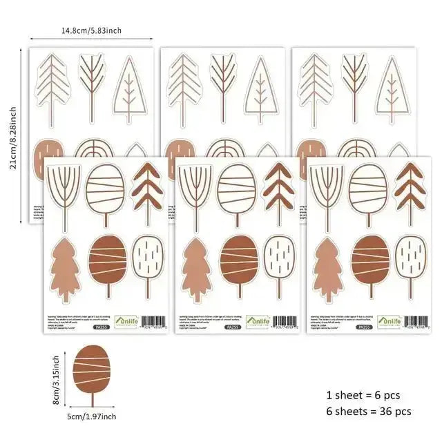 Modern Tree Wall Stickers - Brown Minimalist Room Decor - Easy do Wall do