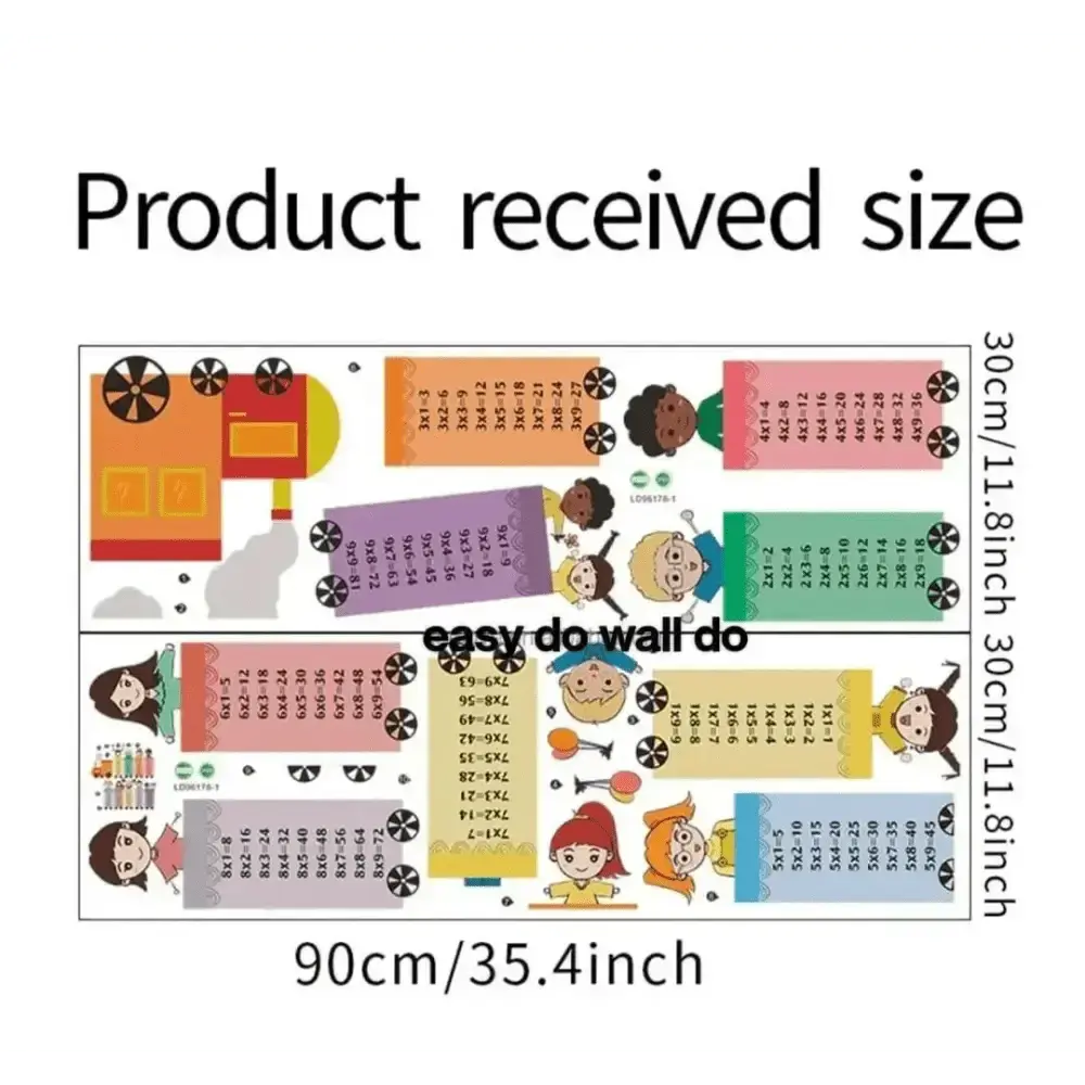 Multiplication Table Wall Stickers - Fun Educational Decor - Easy do Wall do
