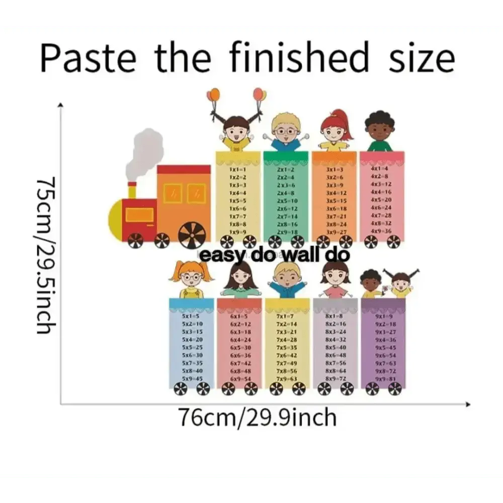 Multiplication Table Wall Stickers - Fun Educational Decor - Easy do Wall do