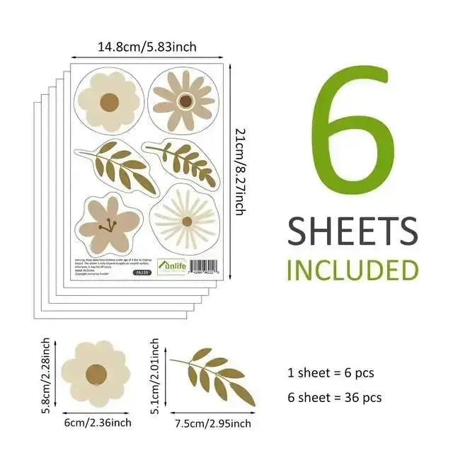 Neutral Floral Wall Stickers - Modern Botanical Wall Art - Easy do Wall do