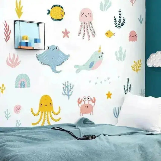 Ocean Themed Wall Stickers for Kids - Fun Marine Decor - Easy do Wall do