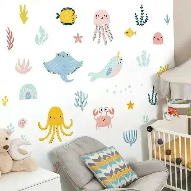 Ocean Themed Wall Stickers for Kids - Fun Marine Decor - Easy do Wall do