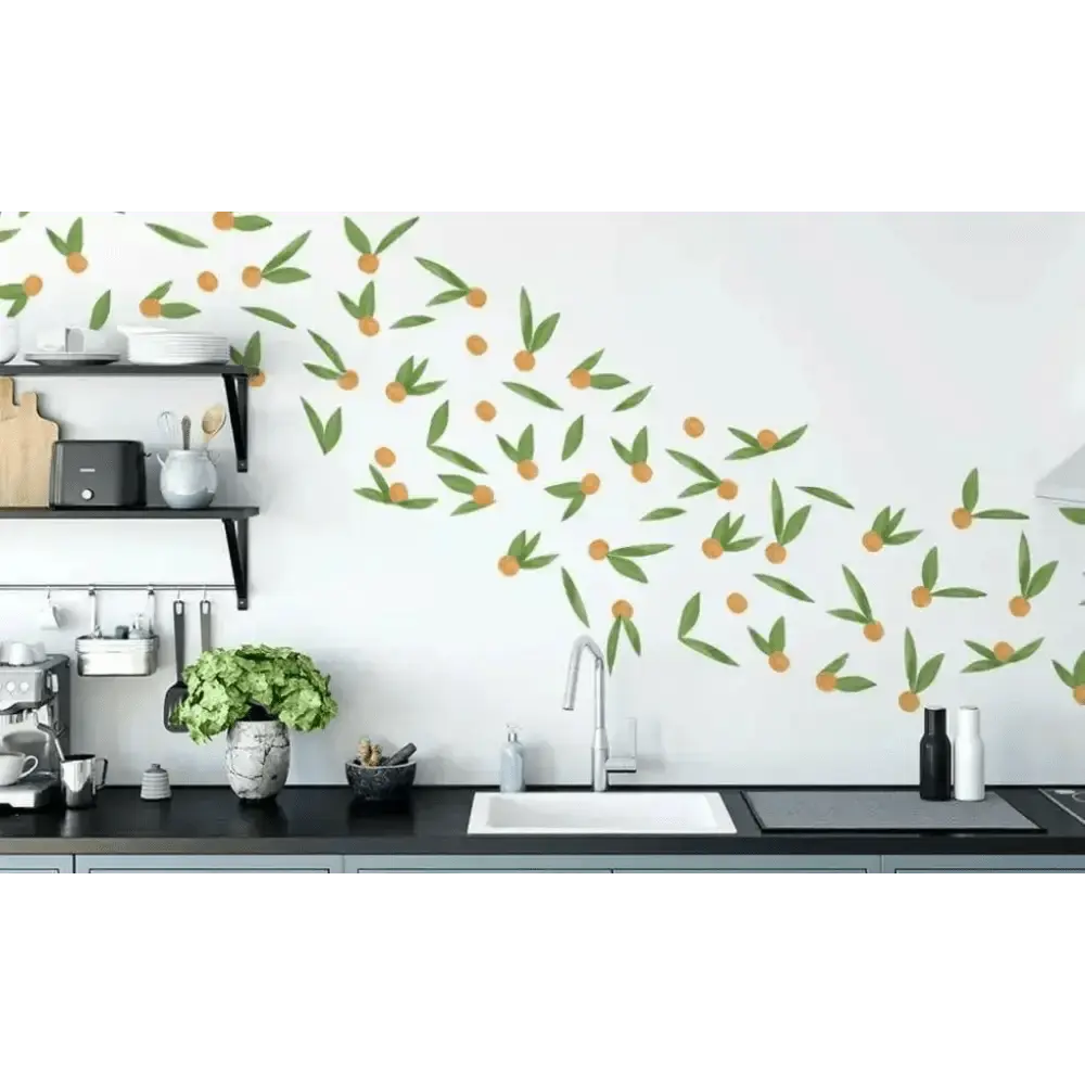 Orange Grove Leaf Wall Sticker Set for Refreshing Interiors - Easy do Wall do