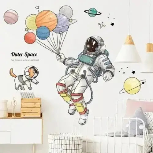 Outer Space Astronaut and Planets Wall Sticker Set for Kids - Easy do Wall do