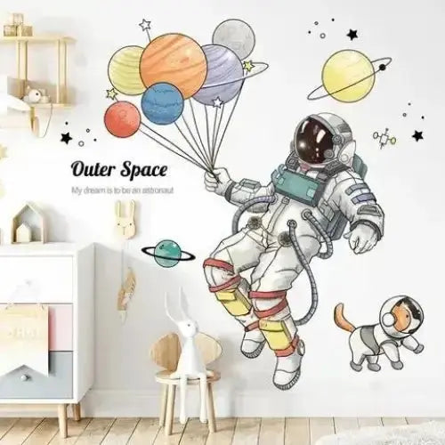 Outer Space Astronaut and Planets Wall Sticker Set for Kids - Easy do Wall do