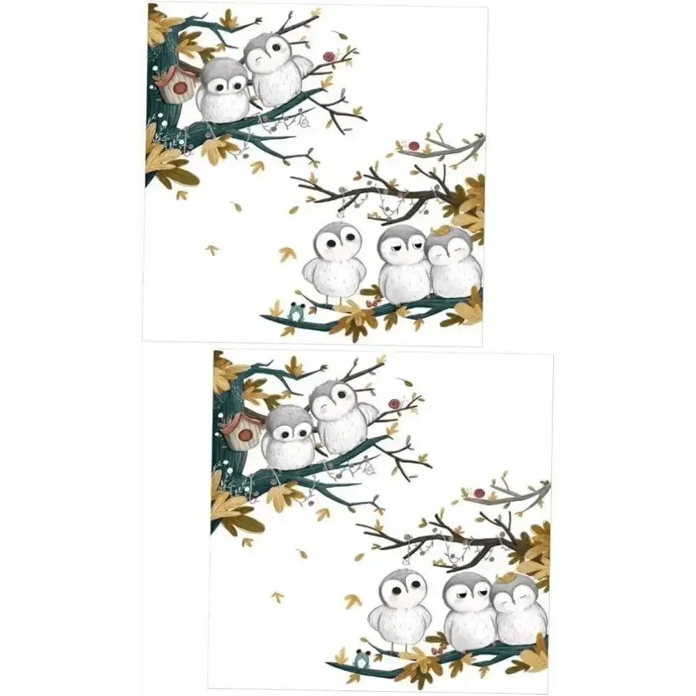 Owl Family Tree Wallpaper Sticker for Cozy Spaces - Easy do Wall do