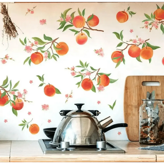 Peach and Floral Wall Stickers - Elegant and Natural Decor - Easy do Wall do