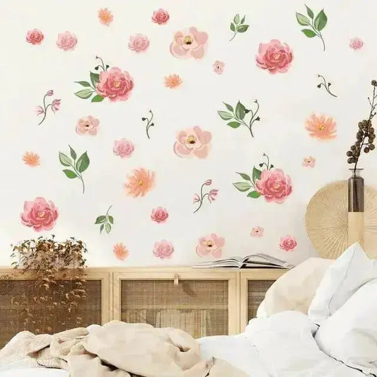 Pink Floral Wall Stickers for Elegant Home Decor - Easy do Wall do