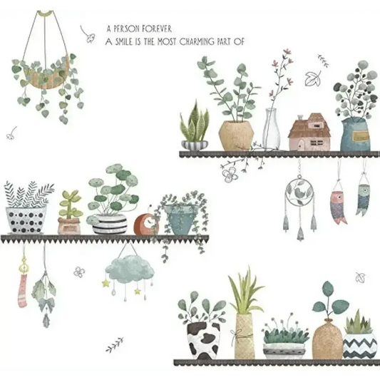 Plant Shelf Wallpaper Sticker Set for Natural Home Decor - Easy do Wall do