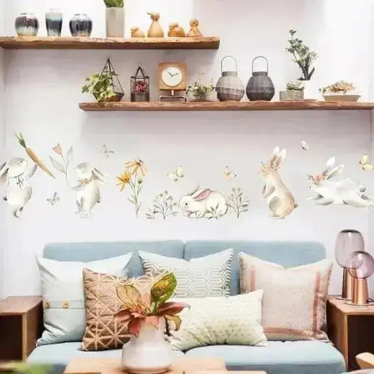 Playful Bunny Garden Wall Stickers for Kids' Rooms - Easy do Wall do