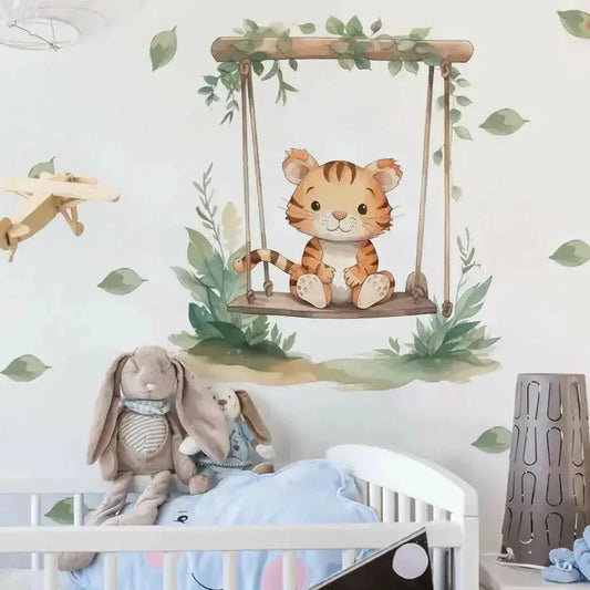 Playful Tiger Swing Wall Stickers for Fun Spaces - Easy do Wall do