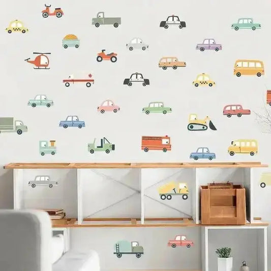 Playful Vehicles Wall Stickers - Fun Kids’ Room Decor - Easy do Wall do