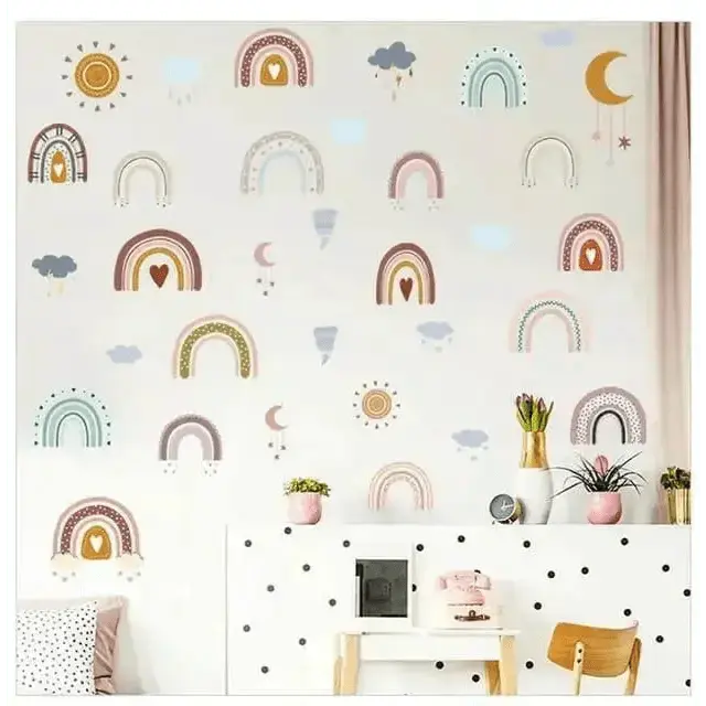 Rainbow Clouds and Sun Wall Decals for Kids' Spaces - Easy do Wall do