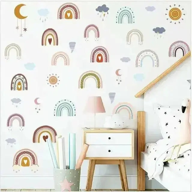Rainbow Clouds and Sun Wall Decals for Kids' Spaces - Easy do Wall do